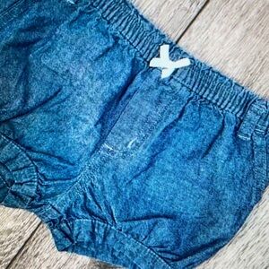 Elastic waistband denim shorts